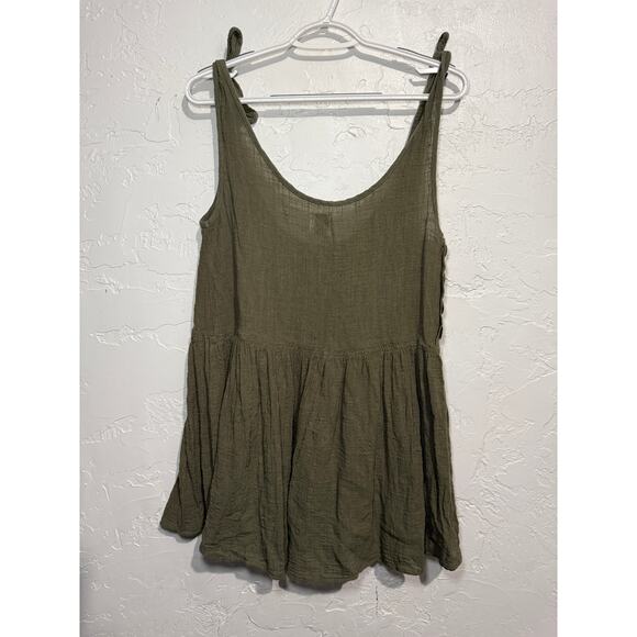 Princess Polly army green gauzy button flowy tank top womens 2 fairy cottagecore - Picture 6 of 9